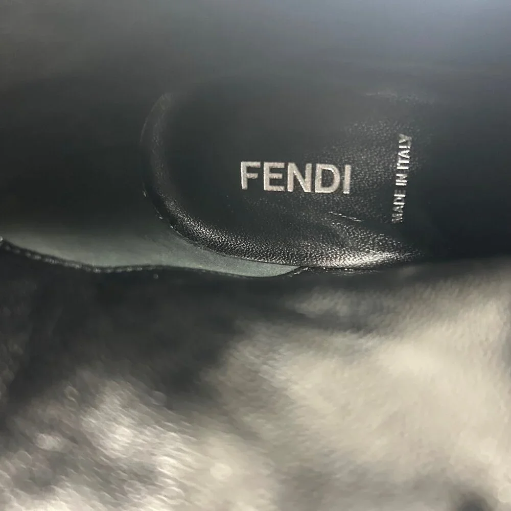 Fendi Suede Knee High Lizard Trim Platform Boots